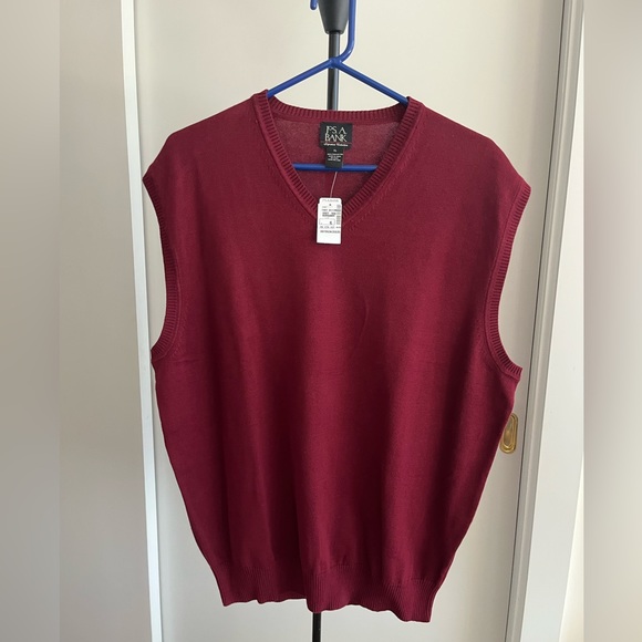 NWT Jos A Bank Signature Collection Pima cotton sweater vest burgundy wine 🍷 XL - Picture 4 of 6